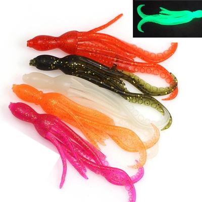 5PCS 10cm/4g Octopus Squid Bait Fluo Saltwater Snapper Fishing Soft Lure TPR Material Kabura Pesca Wobbler Fishing Tackle