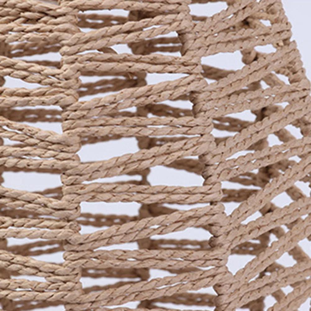 Handmade Woven Simulated Rattan Hanging Lampshade for Rustic Vintage Home Decor Living Room Bedroom Restaurant