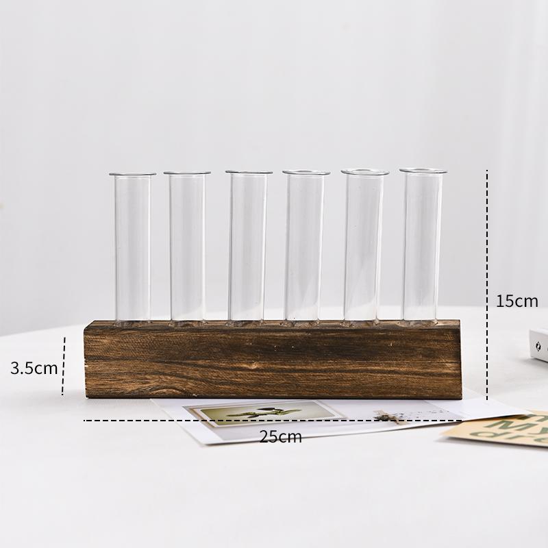 Exquisite Hydroponische Blumenserie Kreatives Glas Anzuchtröhrchen Elegant Geschenk Pflanze Holz Aquarium Innendekoration