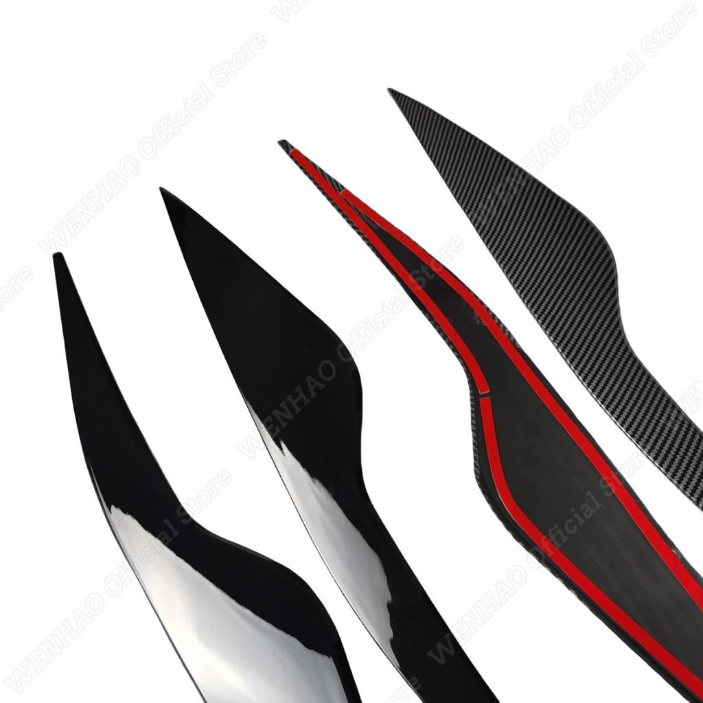 Glossy Black/Carbon Look Car Front Headlight Eyelid Eyebrow Trims For Ford Focus 2 MK2 MK2.5 2008-2011