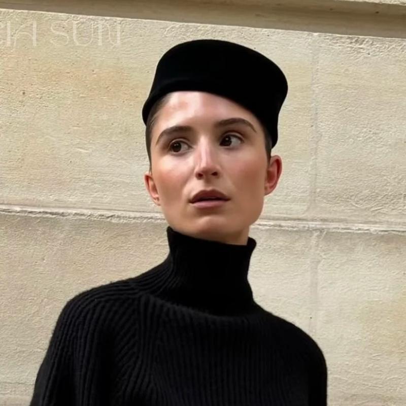 Women'S 100% Wool Beret Europe America Classic Designer Fancy Felt Hat Fashion Autumn Winter Outdoors Warm Hostess Formal Hat