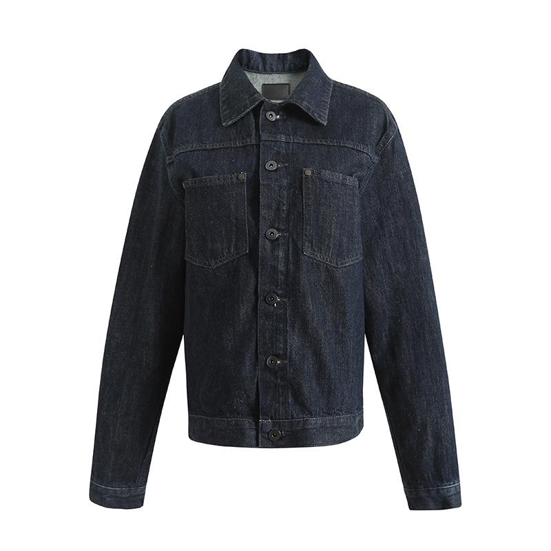 

Новая женская джинсовая куртка свободного кроя в стиле ретро темно-синего цвета Small синий