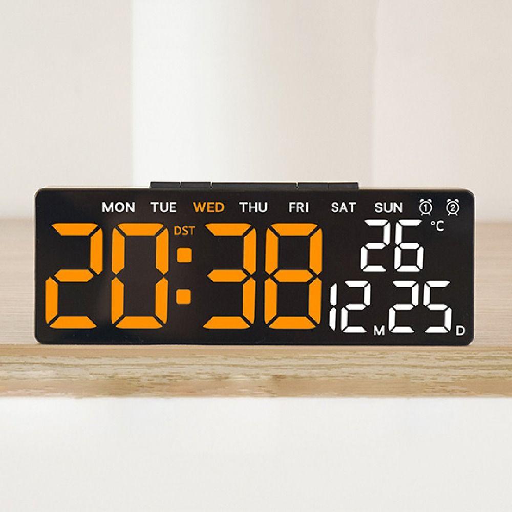 2 Alarms Large Digital Clock 12/24H Format Dual Control Table Clock Alarm Clock  for Living Room