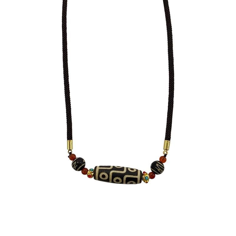 Oval Beaded Necklace for Men, Retro Minimalist Design High-end Trendy Sweater Chain Accessories Gift