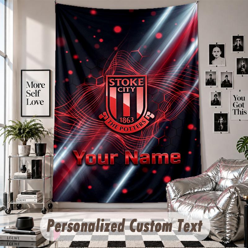 Wall Hanging Tapestry With Custom Name & Text, Sunderland FC Decorative Tapestry For Bedroom