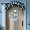 Poplar Wood Decor Christmas Door Sign, Double Sided Hanging Wooden Plaque for Front Door, Winter Holiday Party Supplies Rustic Wall Decoration Indoor