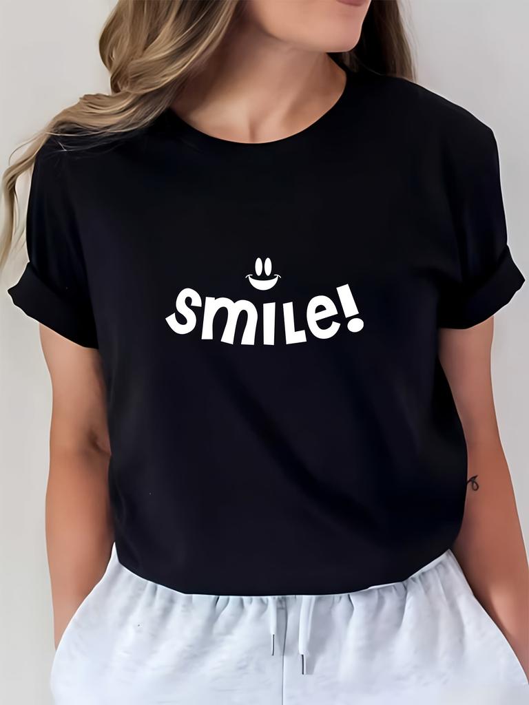 Smile! Graphic T-Shirt - Fun And Comfortable 180G Tee for Women, Perfect for Family And Team Building Gifts, Casual Summer Wear
