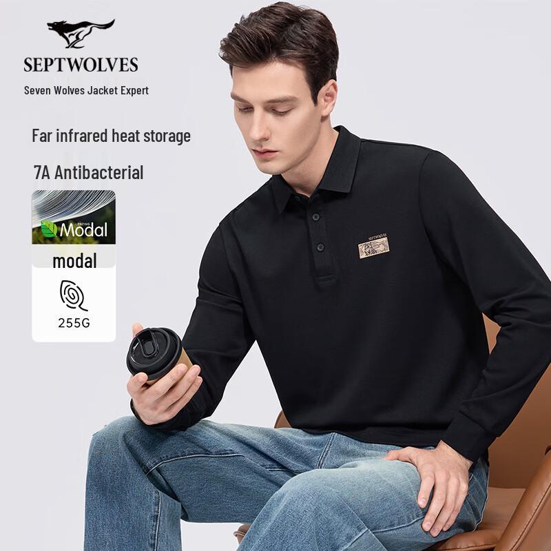 Septwolves Men s 7A Antibacterial Long-Sleeve Thermal Polo Shirt 2XL