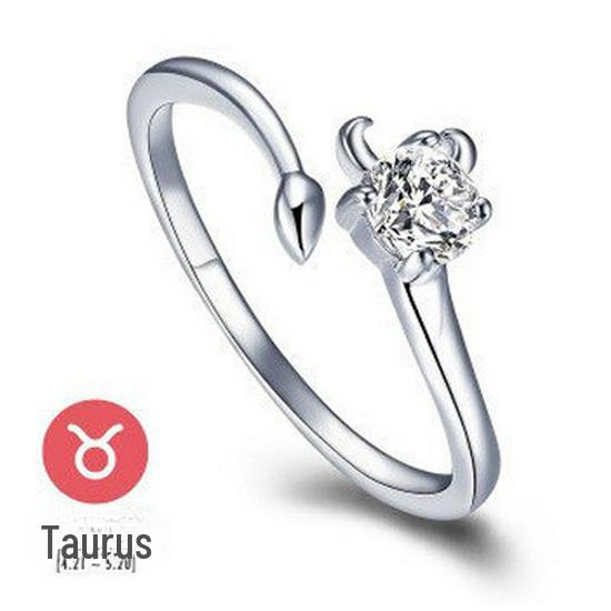 Weihua Koreanischer Sternzeichen-Zirkonring: Retro-Stil im europäischen und amerikanischen Stil, versilbert, verstellbar, für Frauen oder Paare.