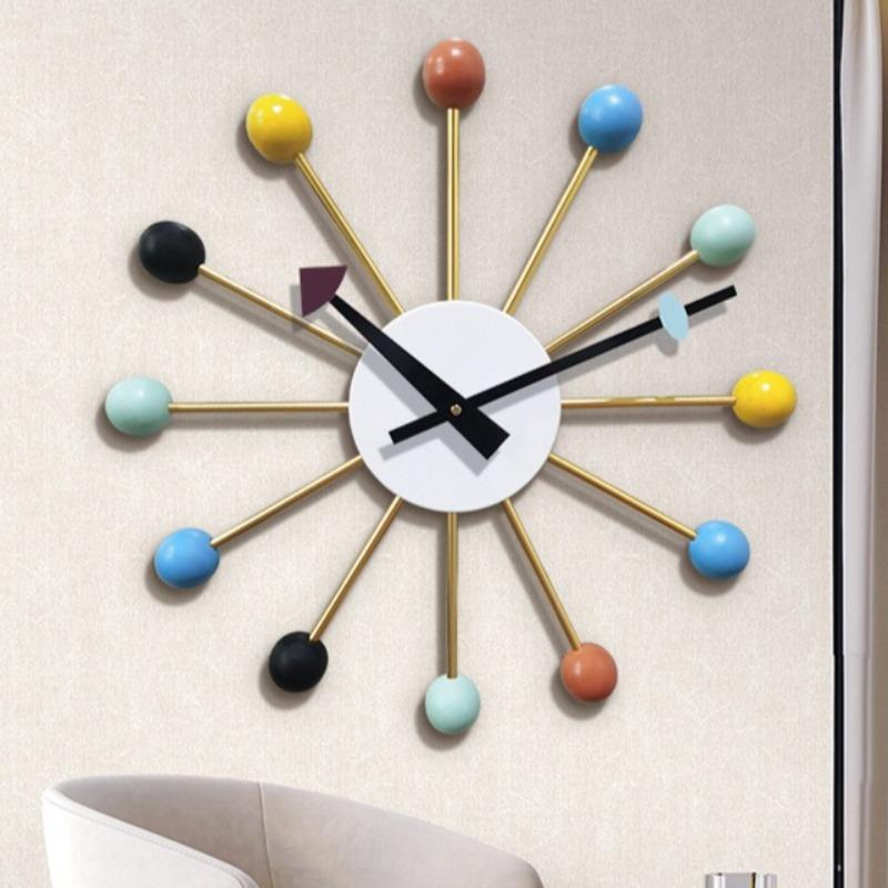 Color Ball Wall Clock Decorative Wall Watch Elegant Modern Large Clocks Nordic Luxury Aesthetic Living Room Watches Home Decor