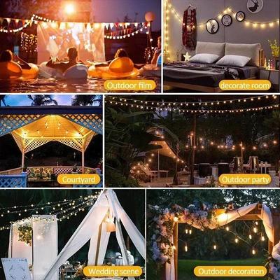 Solar Bulb String Light Outdoor LED Shatterproof Waterproof Lights Hanging Garden Decor For Gazebo Patio Party Wedding