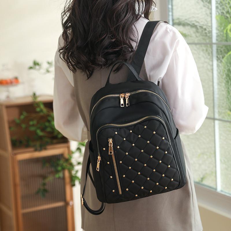 IELGY Однотонный ромбовидный швейный стильный рюкзак с заклепками — фото 3