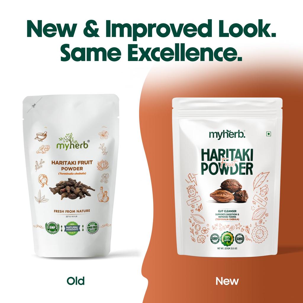 MYHERB 100% Natural Haritaki Powder || 227 Gm/0.5 Lbs || Terminalia Chebula || Ayurvedic Herb || Support Healthy Elimination || For Men & Women-