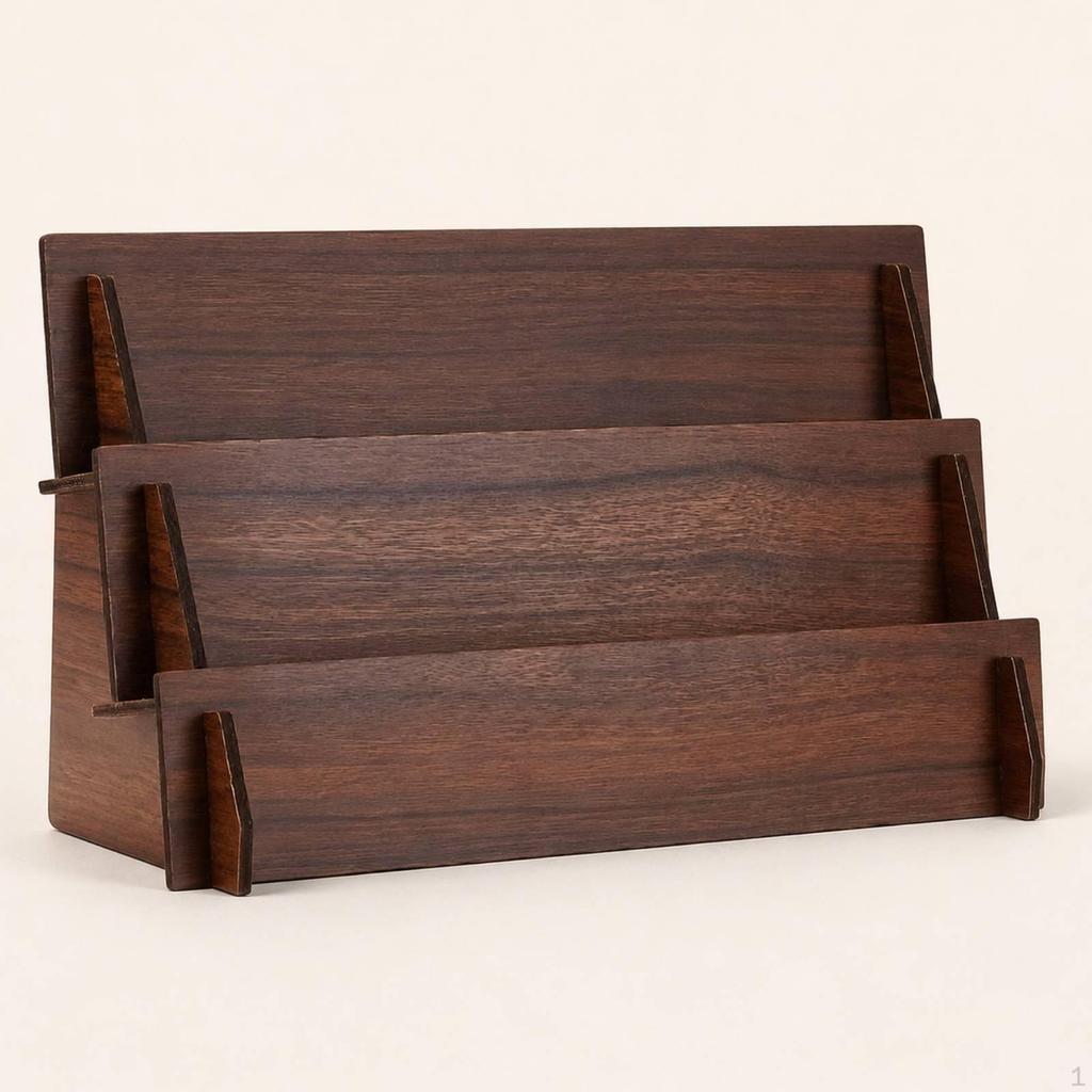 Card Holder Organizer, Stand, Display with Multiple Compartments, Wooden, Practical,