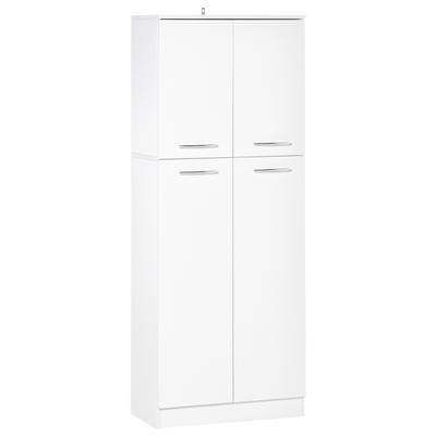 Tall Cabinet with 2 Doors Multifunctional Storage Auxiliary Furniture with 5 Adjustable Shelves 59x31x155 Cm White