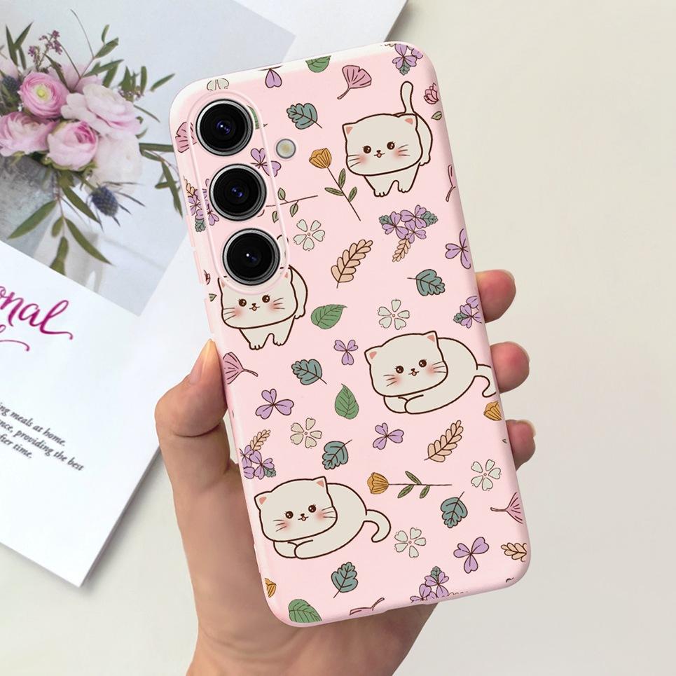 Pour Coque Samsung Galaxy S24 Pare-chocs Étui Samsung S24+ S24 Plus S24 Ultra Téléphone Coques Étui Jelly Fille Fleur Papillon Étui Souple
