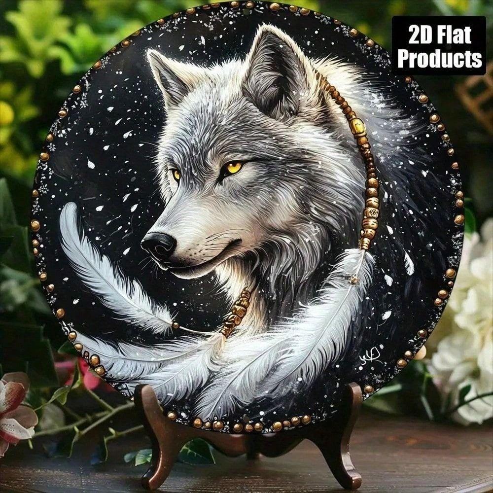 Metall Wandkunst Traumfänger mit Federn Nachthimmel 8x8 Zoll Schlafzimmer Dekor