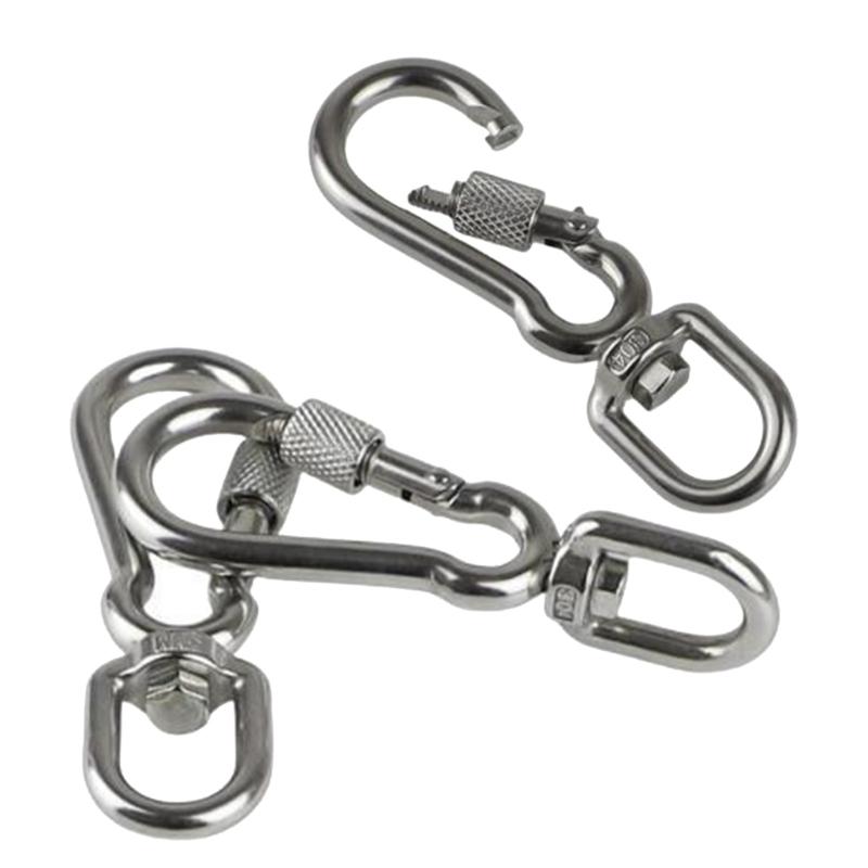 Stainless Steel Hook with Swivels for Dog Collar Carabiner with Swivels Joint Bolted Carabiner for Pet Leashes/Camping T