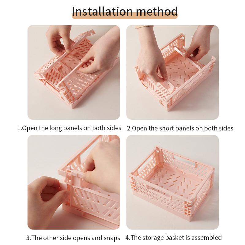 1-3pcs Plastic Foldable Storage Crate Folding Box Basket Stackable Boxes Organizer Portable