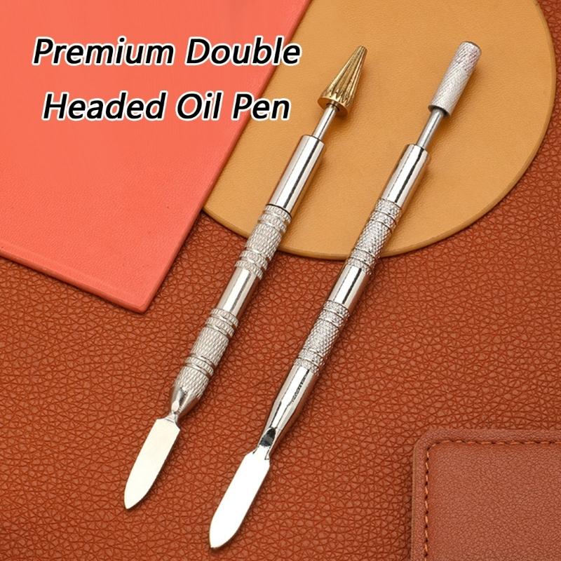 Portable Double Head Pen for Leather Edges Oiling Stainless Steel Craft Accessory for Artisanal and Hobbyists