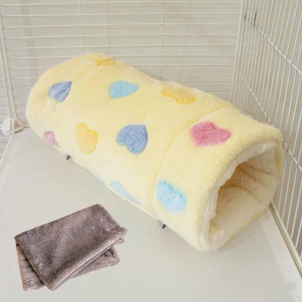 Small Pet Fleece Tunnel & Hammock: Hamster, Rat, Sugar Glider, Guinea Pig Hideout & Bed
