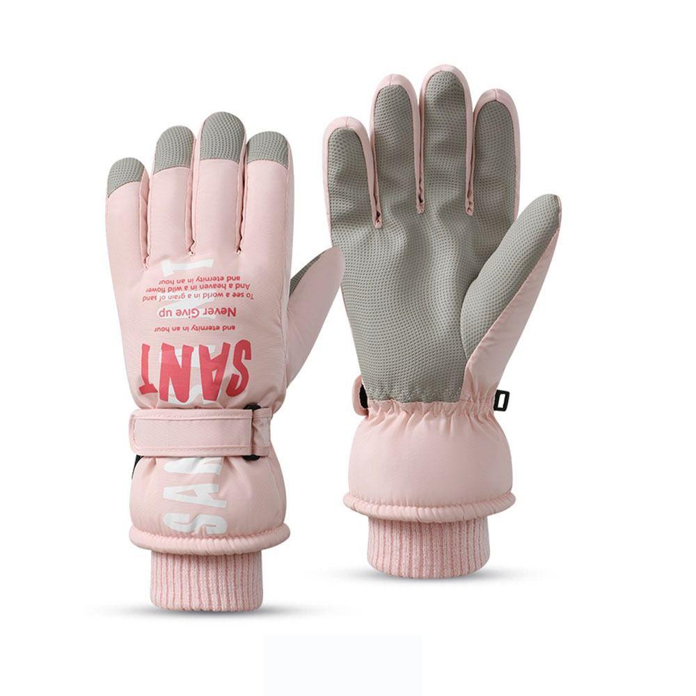 

Warm Winter Cycling Skiing Gloves Windproof Snowboard Mittens Fashion Women Ski Gloves Snowmobile розовый