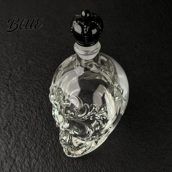 Stylish Skull Liquor Bottle Whiskey Decanter 500ml Gothic Glass with Stopper Halloween Decanter Spirit Dispenser for Home Bar Creepy Gift