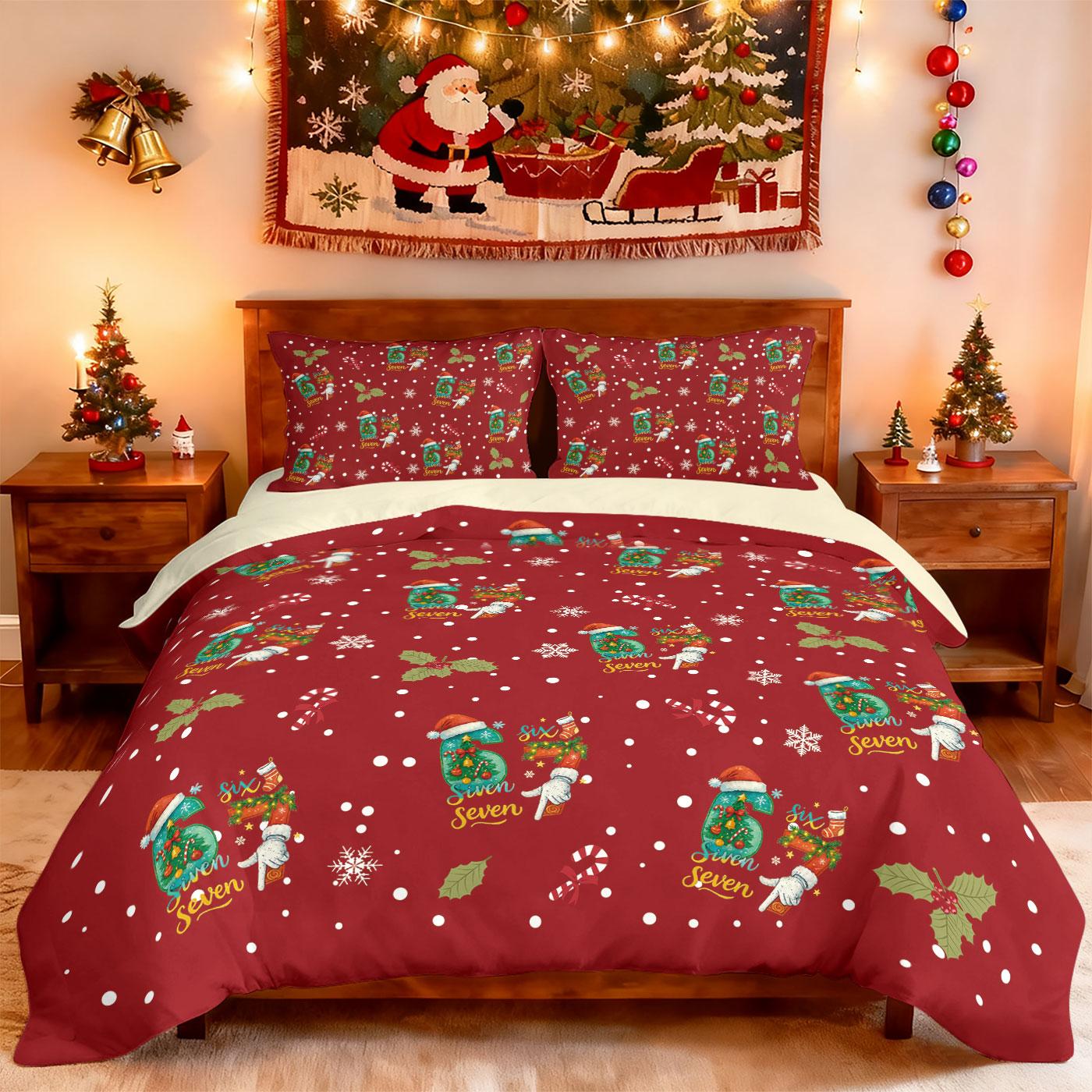 

3pcs Merry Christmas element printed coreless duvet cover set, multi size bedroom bedding, holiday decoration, machine washable 135x200cm-EU-Single&set