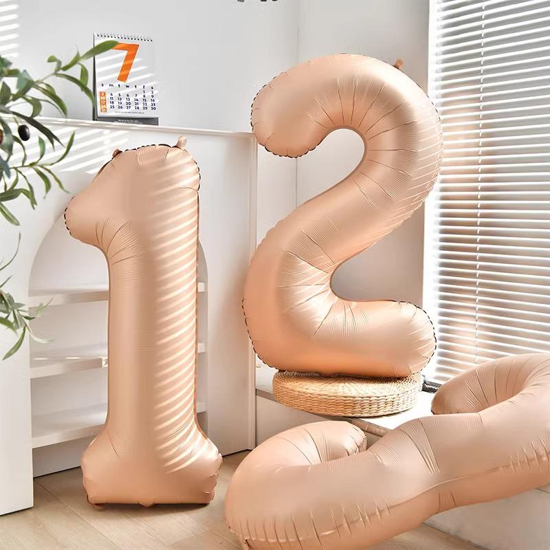 40-Inch Caramel Cream Number Balloons - Aluminum Foil Birthday Party Decoration for Kids and Adults
