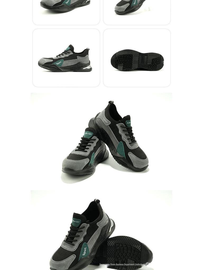 Men's Lightweight Steel Toe Safety Shoes - Anti-Smash, Anti-Puncture, Non-Slip, Wear-Resistant for Construction Sites.