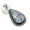 Natural K2 Blue Azurite Gemstone 925 Sterling Silver Jewelry Pendant 2.36" ETC-14226