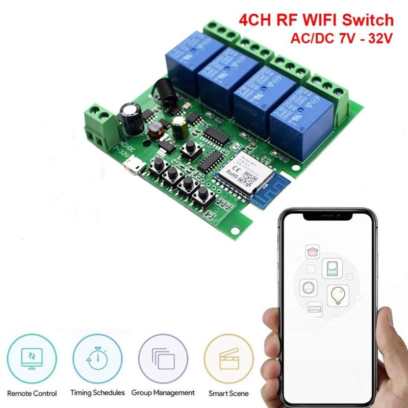Remote Control Light es WiFi Wireless es Modules 7-32V 4CH WiFi Light es Garage oor Controller