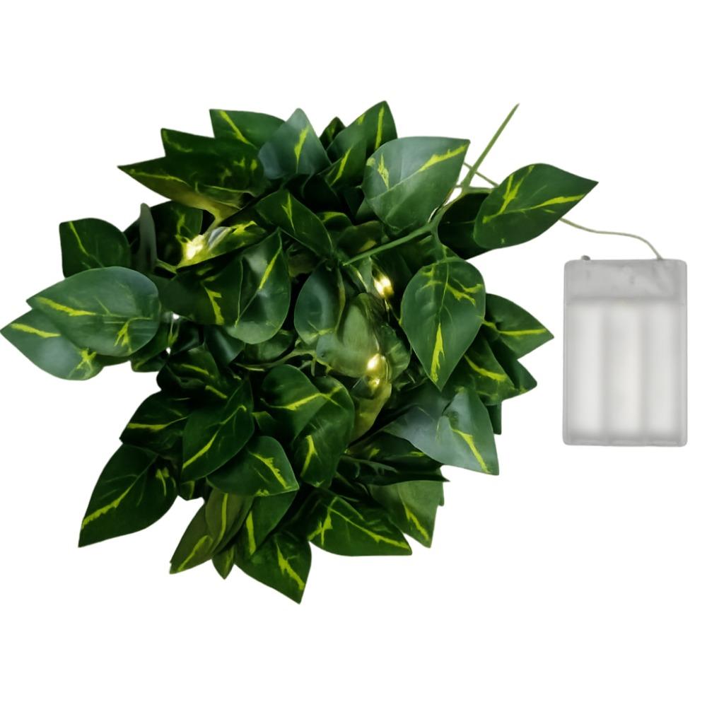 Battery Powered Willow Curtain Lamp Green Leaf Artificial Leaf Lights  Xmas Decoration