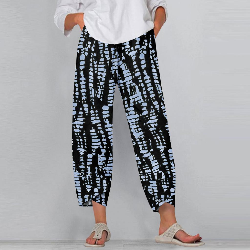 Women's Pants With Pockets Casual Trousers Pants For Women Summer Casual Wide Leg Elastic Waist Pants With Pockets