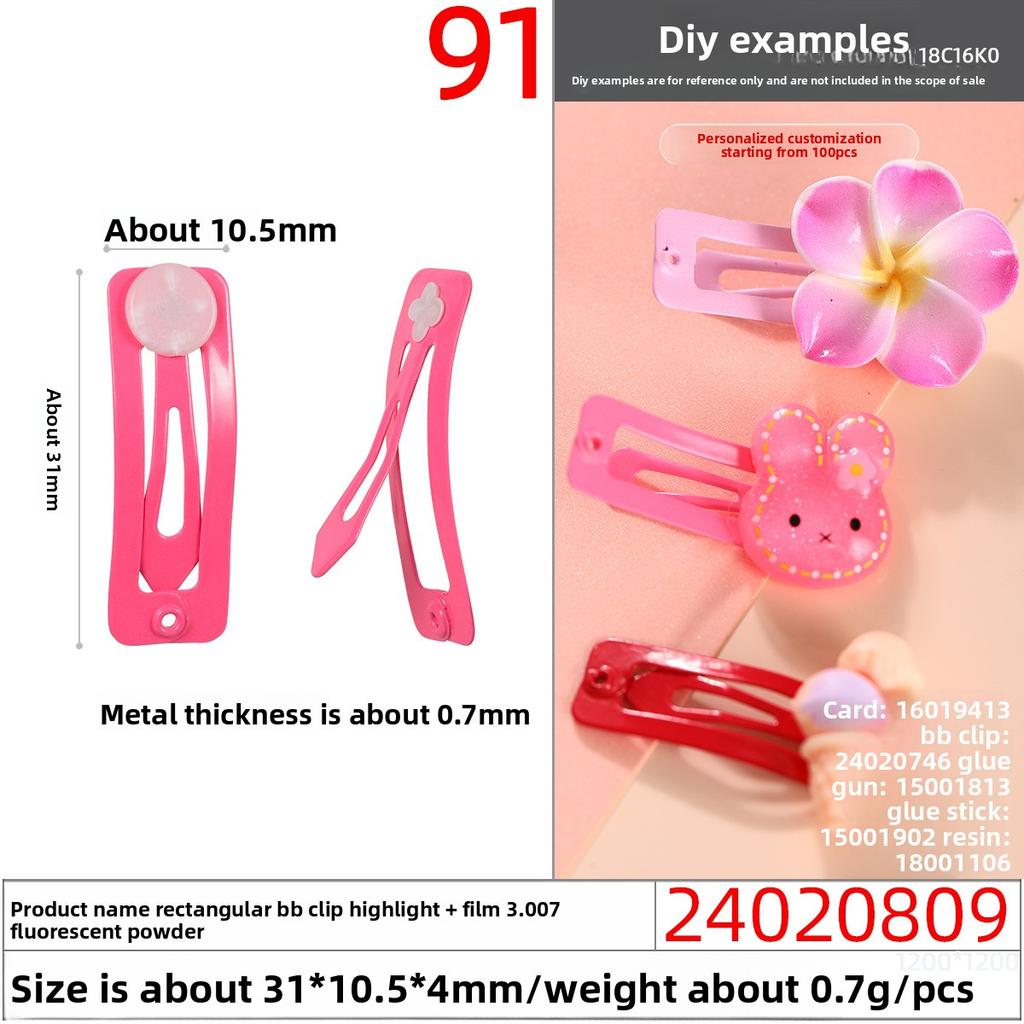 Mini Quadrat Pulverbeschichtet Hochglänzend Bb-Halter Niedlicher Kinder Macaron Bunter Bye-bye-Halter Handgefertigtes Haaraccessoire