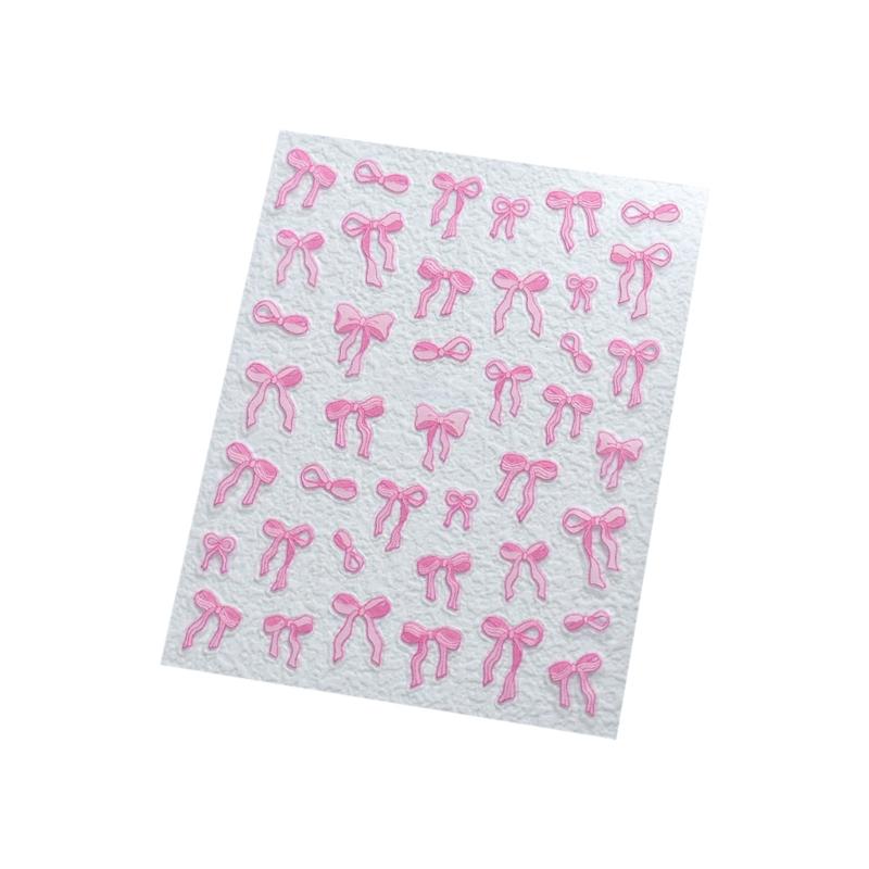 White Bows Nails Art Stickers Ribbon Bows Nail Decals 3D Bowknot Nail Sticker Nails Art Decoration for Women Girls