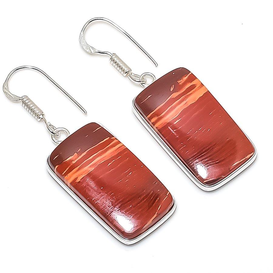 

Natural Red Snakeskin Gemstone 925 Sterling Silver Jewelry Earring 1.77 P0L26