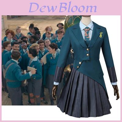 Conjunto de Disfraz de Uniforme Escolar Maligno Para Niñas Con Tejido de Poliéster Para Halloween y Cosplay