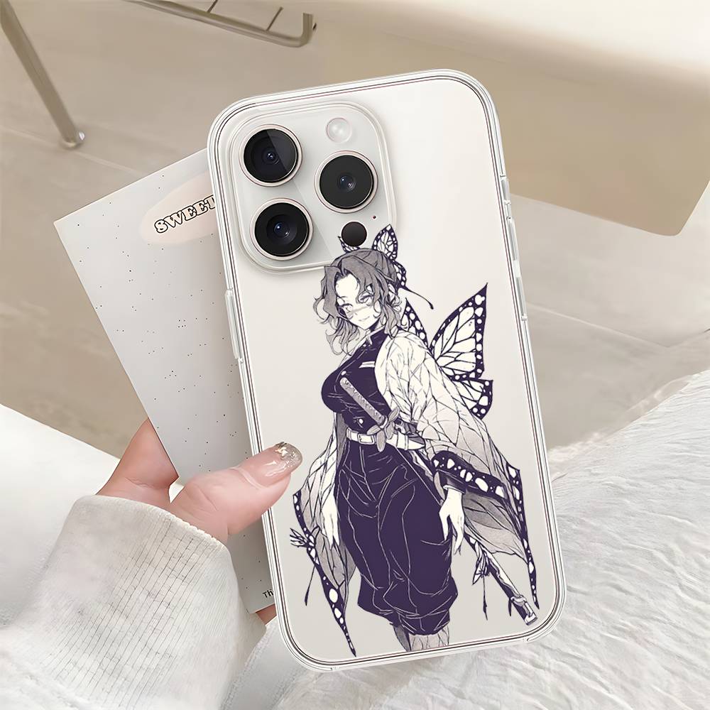 Cute S-Shinobu K-Kochos Phone Case For Iphone17 16 15 11 13 14 Pro Max 7 8 Plus X Xr Xs Max Se2020 12mini Transparent Cov