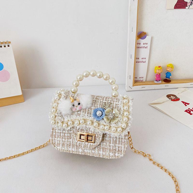 Handbag Shoulder Pearl Bag With Lightweight Pu Material Chain Bag For Kids
