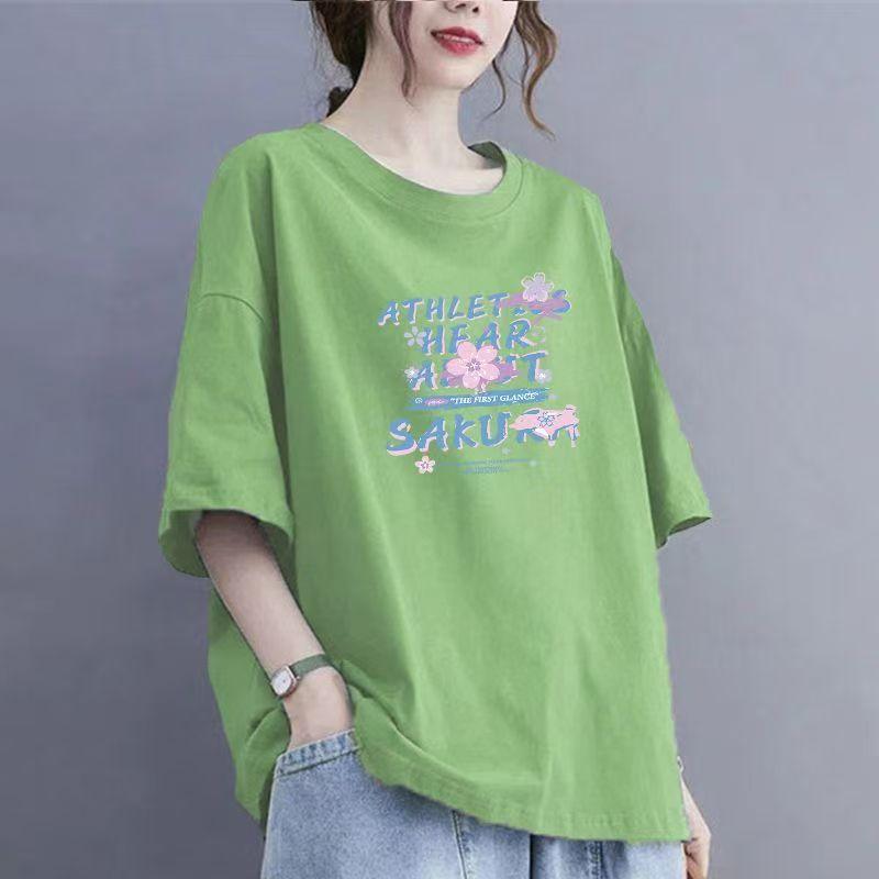 2025 Sommer Ny Kortermet Dame Bomull Casual Pustende T-skjorte