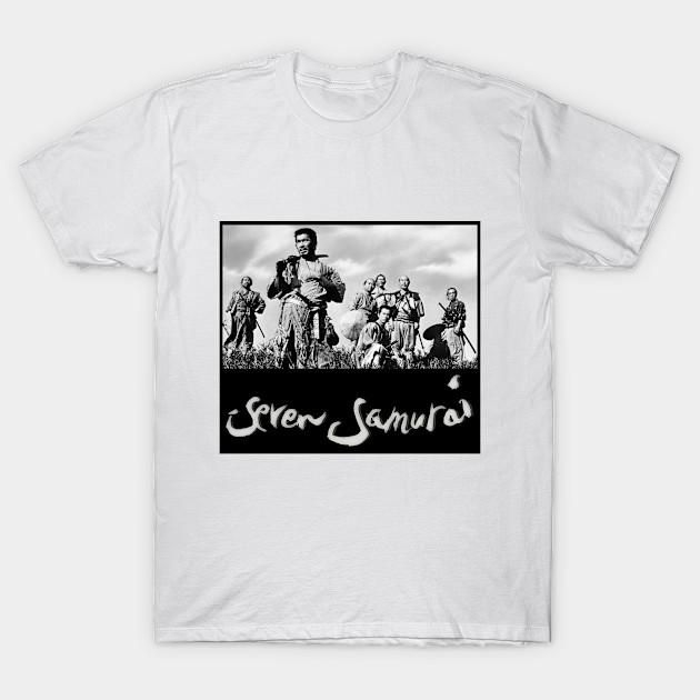 

Men Black Print T-shirt Seven Samurai Vintage Retro No-Cut Transfer Paper Print Cotton Tshirt S білий