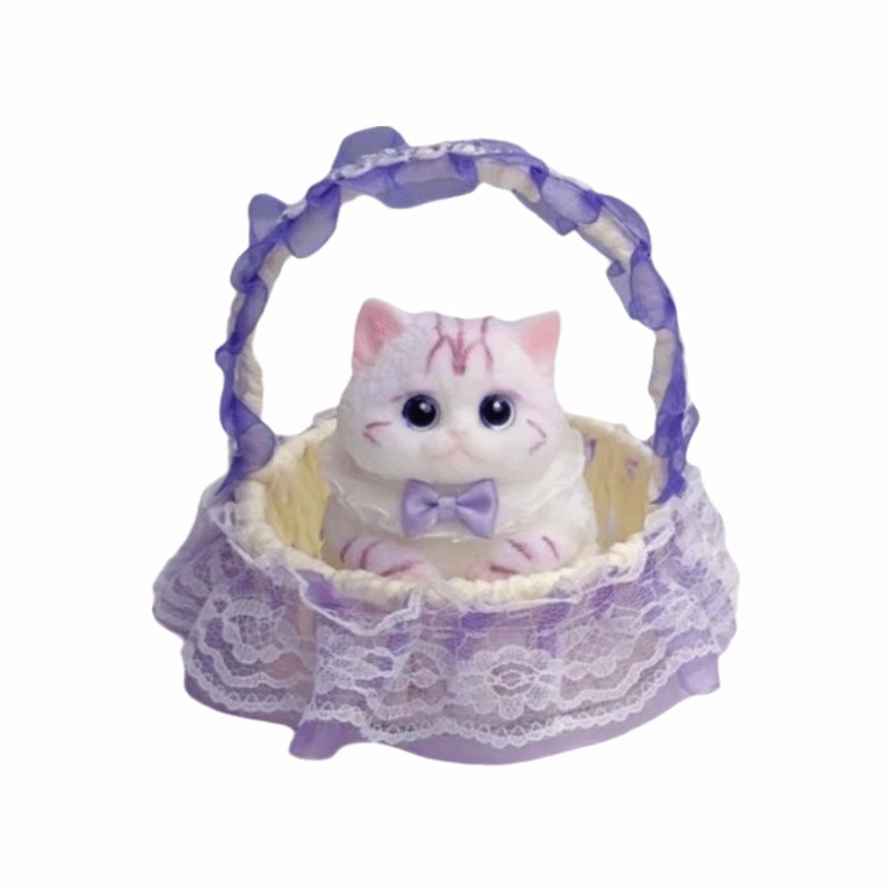 with Flower Basket Cat Squeeze Toy Simulation Cat Cat Squishy Toy Cat Fidget Toy  Children's Gift