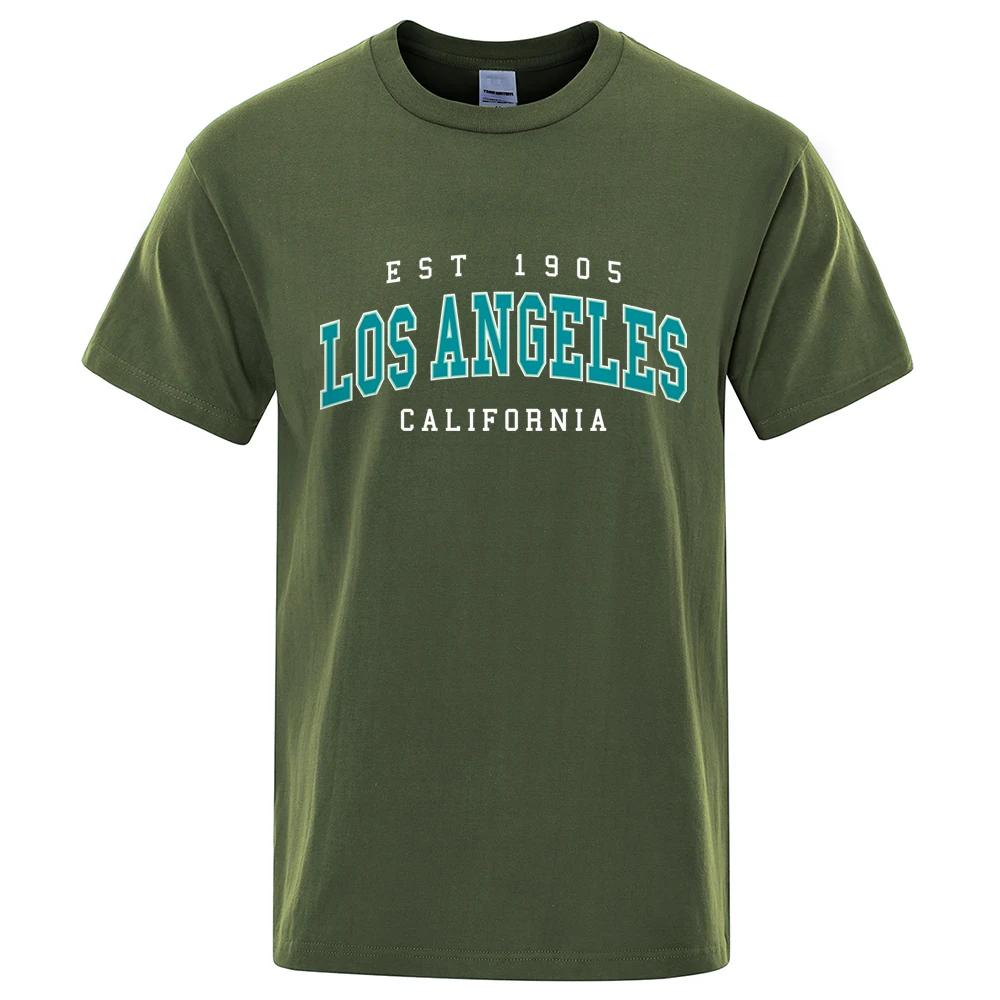 Est 1905 L0S Angeles California Letter Graphic Print T Shirt Fashion Tshirt Summer Cotton Tops Loose Street Hip Hop T-Shirts