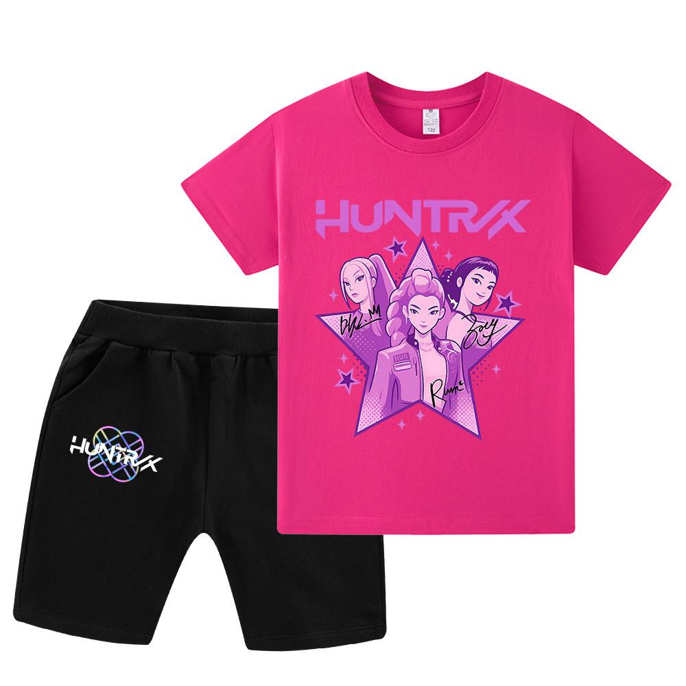 WA1209 Kids Boys Girls Kpop Rumi Zoey Mira Print Short Sleeves T-shirt Shorts Pants Sets