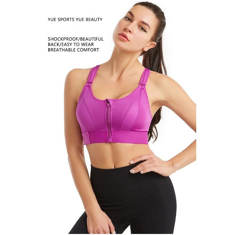 Reggiseni Sportivi da Donna Leggings Top Corto Gilet Cerniera Frontale Taglia Plus Spalline Regolabili Antiurto Palestra Fitness Atletico Reggiseno