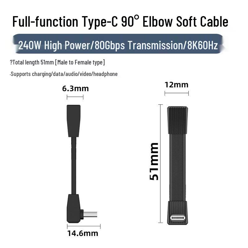 

Type-C Flat Soft Cable PD240W 8K60Hz, 80Gbps High-Definition Data Cable - Bulk Discounts Available