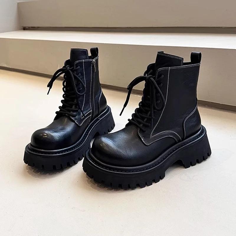 

Женские ботильоны на платформе, туфли на среднем каблуке, тренд 2025 года, повседневные брендовые модные ботинки челси, зимние новые туфли-лодочки для ходьбы, женские ботинки 40 чёрный