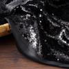 Black Large Sequen Embroidered Circular Mesh Fabric Jacket Half Skirt Clothing By The Half Meter Cloth Apparel Diy Sewing