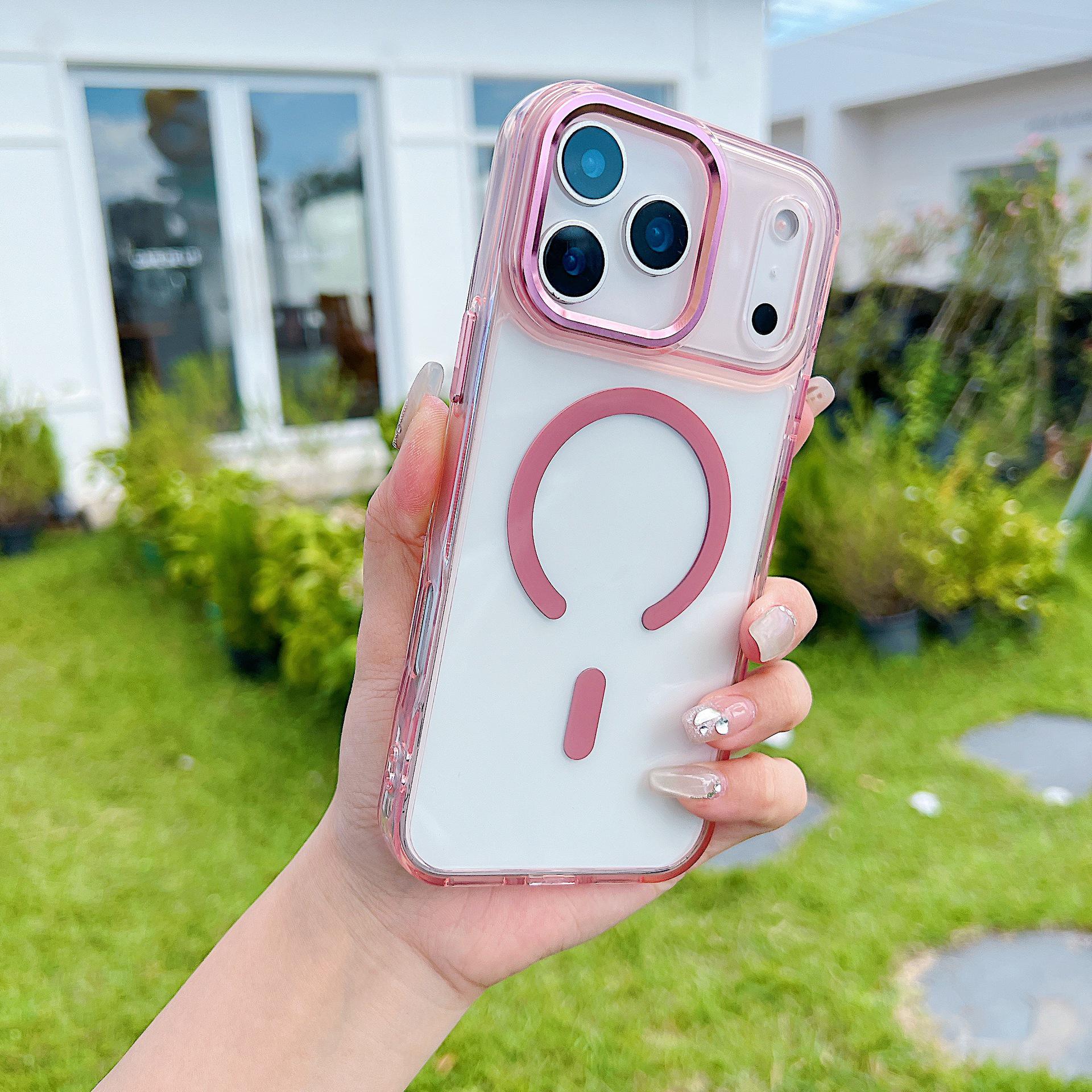 

iPhone 17 Pro Max Magnetic High-Transparency Anti-Yellowing Drop-Proof Case with Large Apple Hole for 14/13/16 Models 12